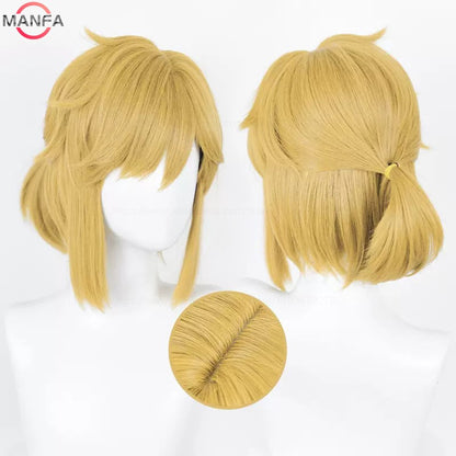 Peruca de Cosplay Link de Alta Qualidade Peruca Loiro Marrom Cosplay Anime Perucas Sintéticas Resistentes ao Calor Perucas de Halloween