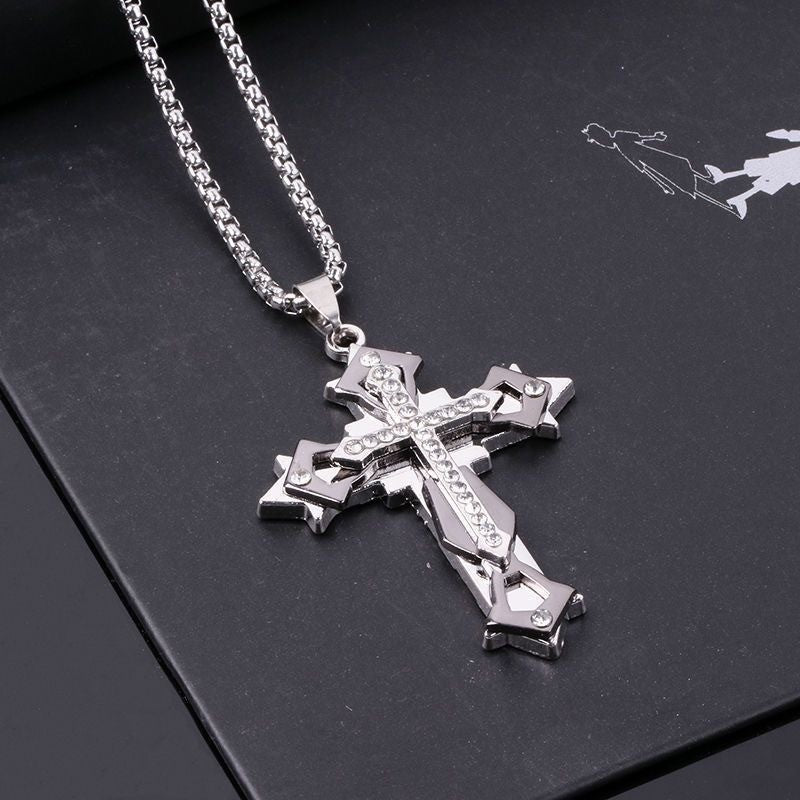 Colar de Aço Titânio Cruz de Alta Qualidade Que Não Desbota, Pingente Hip Hop Masculino Dominador e Moderno, Corrente Nova para Homens e Mulheres Bonitos