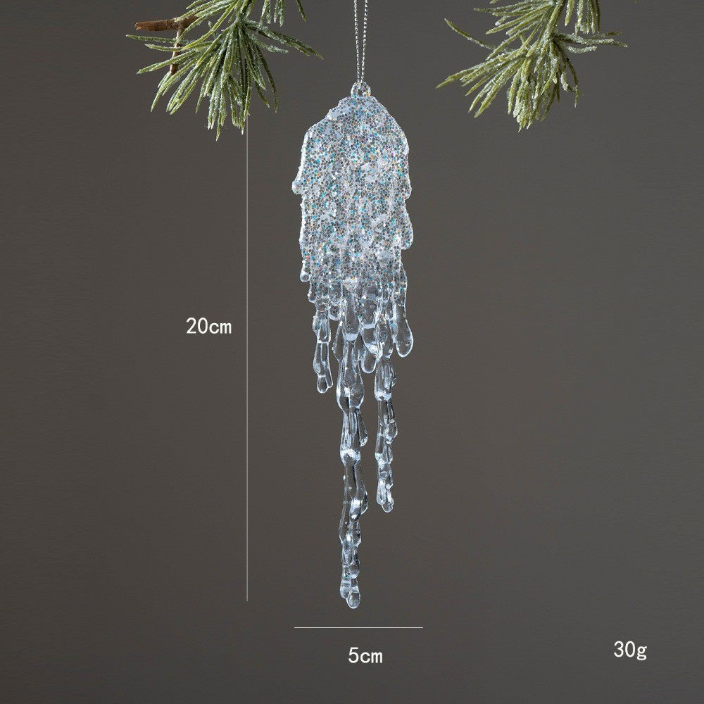 High Quality Crystal Clear Christmas Tree Ornaments Acrylic Glitter Icicle Decorations Transparent Hanging Party Holiday Decor