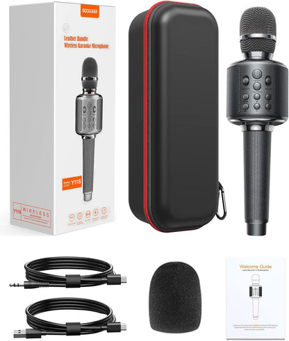 Microfone de Karaokê Sem Fio Bluetooth Portátil para Canto com Dueto/Gravação/Reprodução/Reverb Presente para Adulto/Criança para KTV em Casa