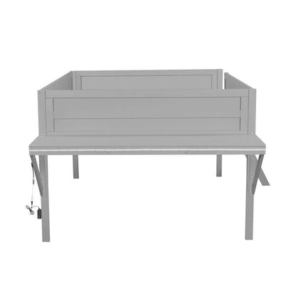 Cama Loft para Jogos de Tamanho Grande com Escrivaninha e Luzes LED, Acabamento Cinza, Design Elegante que Economiza Espaço