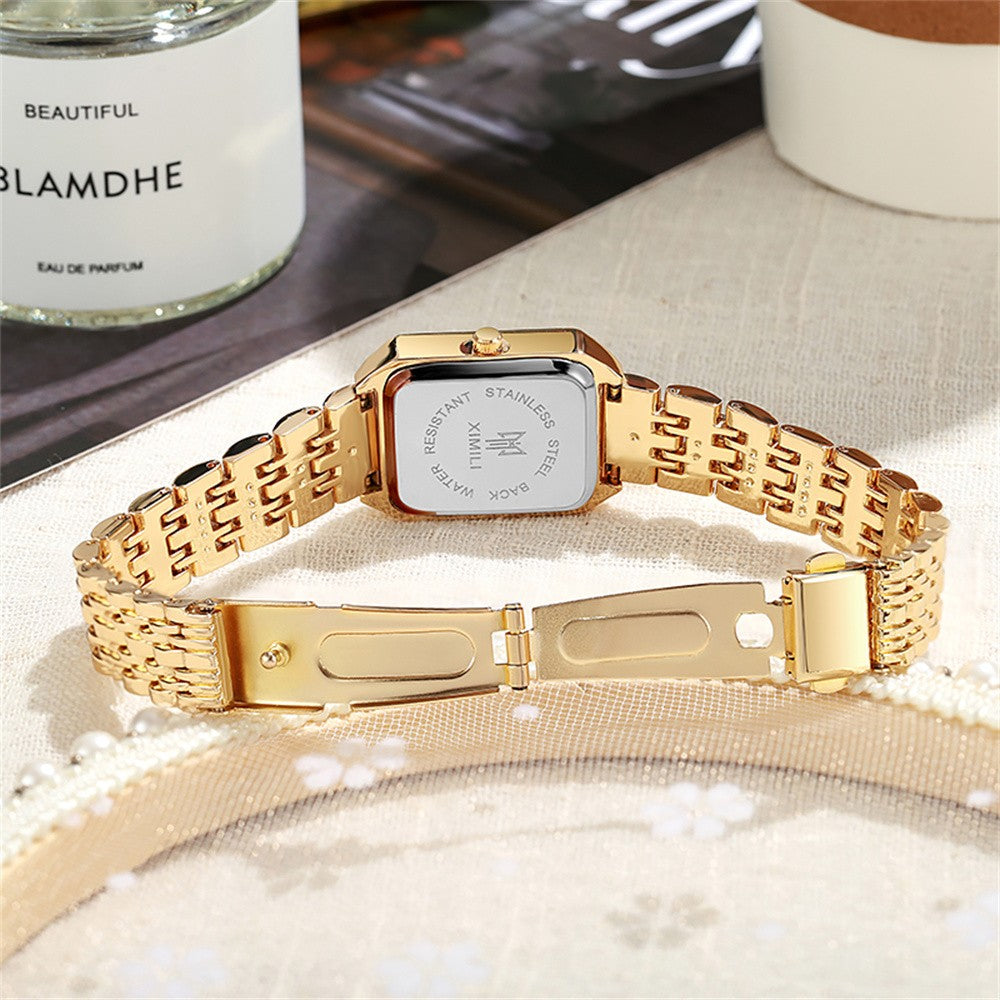 Ladies Watch Luxury Gold Square Simple Luxury Quartz Watch Fashion Stainless Steel Women's Business Clock Dress Gift Watches