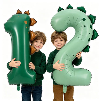 Dinosaur Party Decor 32inch Dinosaur Number Balloons 1-3 Year Olds Kid Birthday Baby Shower Matte Cartoon Foil Balloon Decors