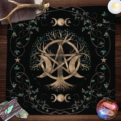 Tree Of Life Tarot Tablecloth Altar Cloth Pagan Spiritual Pendulum Witchcraft Astrology Oracle Card Pads Room Home Decor