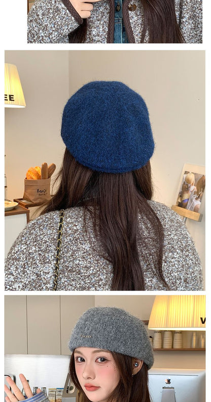 Autumn British Style Beret Hat Lady Vintage Flat Cap Winter Keep Warm Knitted Hat All-match Peaked Cap Forward Hat Wholesale