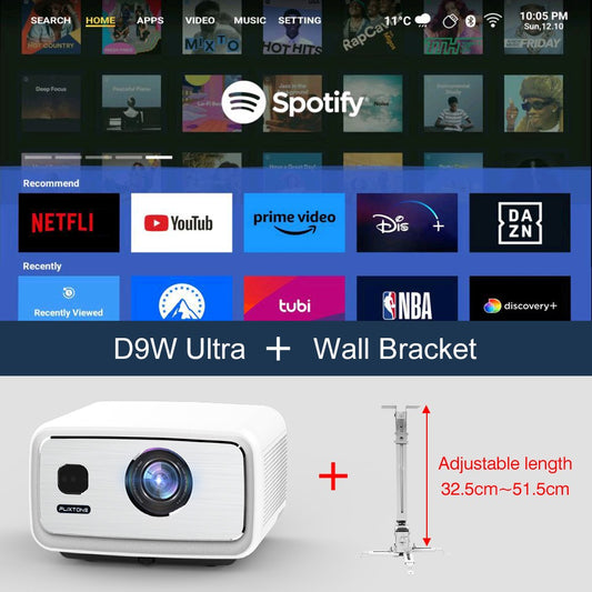 Projetor FlixTone D9W Ultra 3000 ANSI Full HD 1080P para Filmes Android WiFi 6 Home Theater Projetor Beam para Vídeos ao Ar Livre