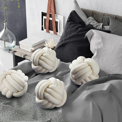 Woven Knotted Ball Pillow Gaming Chair Back Stuffed Cushion Cute Plush Throw Pillow Sofa Decorative Cushion Home Accessories