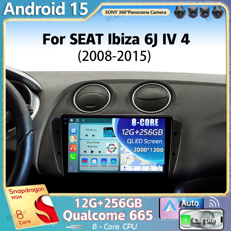 Android 15 For SEAT Ibiza 6J IV 4 2008 - 2015 2K QLED Stereo Car Radio Multimedia Video Player GPS AI Voice CarPlay Head Unit