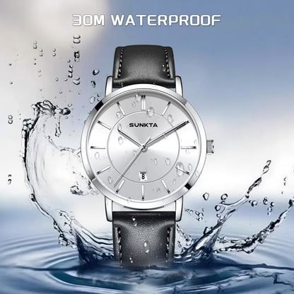 LIGE Sunkta Man Watch Fashion Luxury Waterproof Ultra Thin Date Casual Clock Leather Classic Quartz Watches for Men Reloj Hombre