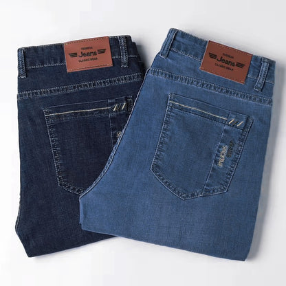 Summer Men business Denim Shorts Thin Straight Casual Short Jeans Male office Brand Clothing Black Blue short pants