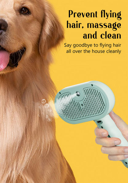 Pente a vapor para cães, escova de massagem para animais de estimação, carregamento USB, cabeça redonda segura, dentes macios, pente universal para remoção de pelos para cães e gatos