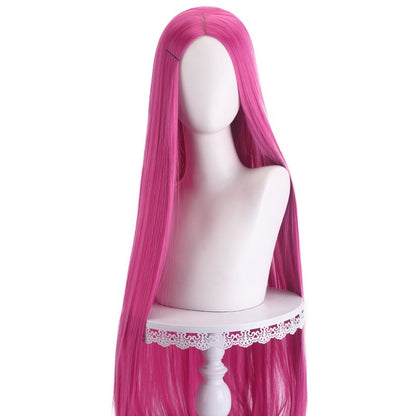 Peruca de Cosplay Longa Lisa Divisão Central Loiro Rosa Vermelho Roxo Resistente ao Calor Cabelo Sintético