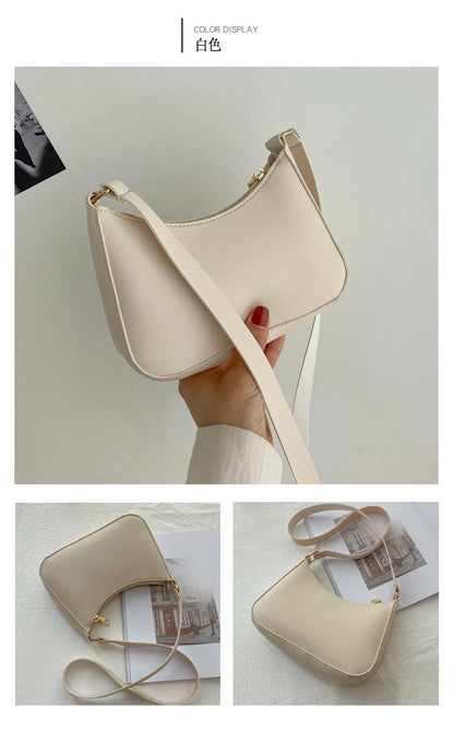 New Women's Fashion Handbags Retro Solid Color PU Leather Shoulder Underarm Bag Casual Women Hobos Handbags