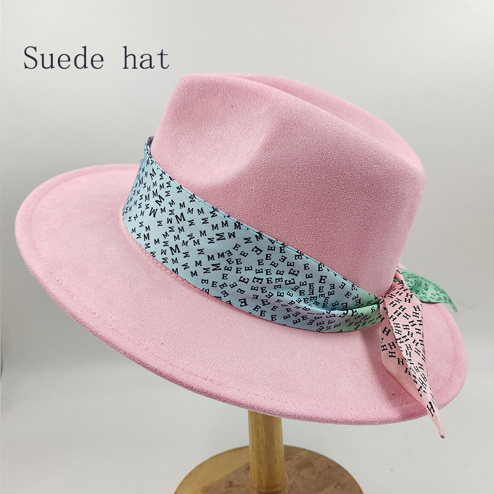 Chapéu Fedora Pintado à Mão Masculino e Feminino Chapéu Panamá Moda Primavera Outono com Pena Envolta Chapéu Fedora de Lã com Aba Grande