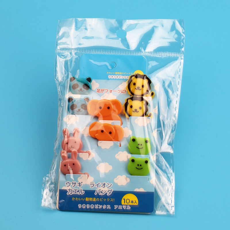 Conjunto de 10 Garfos Fofos Mini de Alta Qualidade com Tema de Animais e Frutas, Conjunto de Garfos de Frutas Reutilizáveis com Tema de Desenho Animado para Festa de Natal, Lanches, Bolos e Sobremesas
