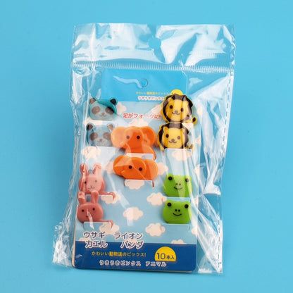 Conjunto de 10 Garfos Fofos Mini de Alta Qualidade com Tema de Animais e Frutas, Conjunto de Garfos de Frutas Reutilizáveis com Tema de Desenho Animado para Festa de Natal, Lanches, Bolos e Sobremesas