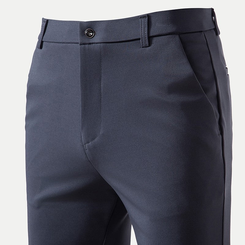Men's Elastic Slim Fit Khaki Trousers Casual Pants Classic Fashion Suit Sports Pants Spring Summer