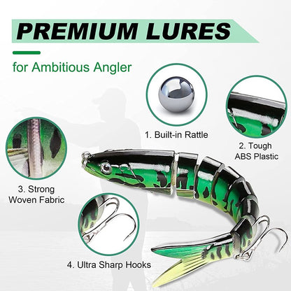 Iscas de Pesca Multi Articuladas Swimbait Crank Bait Isca Artificial Biônica de Afundamento Lento Água Doce Água Salgada Acessórios de Pesca de Truta Baixo