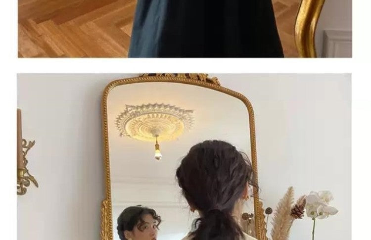 Autumn Outfit Set Women's 2023 New Court Sle Retro irt Versatile Mid-Length A-Line  Skirt for Pear aped Body