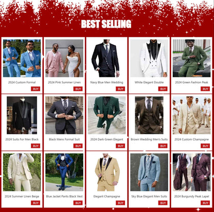 Blue Jacket Pants Black Vest Elegant Formal Wedding Men Suit Groom Tuxedo Prom Slim Fit Blazers High Quality Custom 3 Piece Set