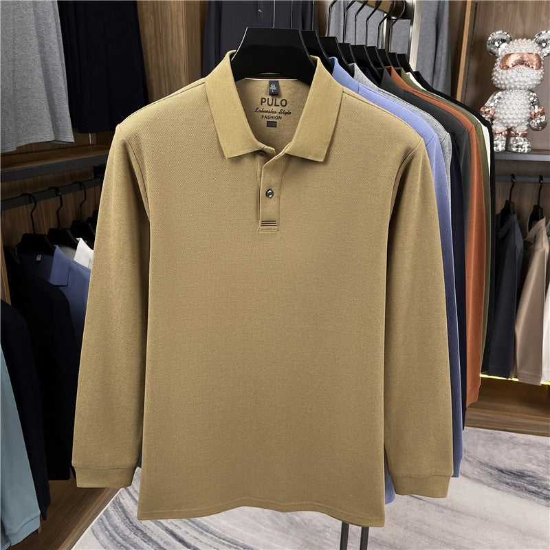 100Cotton Original Quality Men's Polo Shirt Simple Front Embroid Long Sleeve Autumn Lapel T-Shirt Business Casual Trend Menswear
