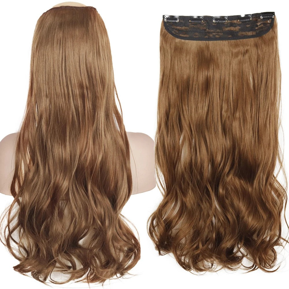 Extensão de Cabelo Liso Comprido de Fibra Sintética Resistente ao Calor com 5 Clipes 22"32" Preto Castanho Loiro