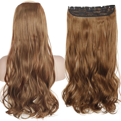 Extensão de Cabelo Liso Comprido de Fibra Sintética Resistente ao Calor com 5 Clipes 22"32" Preto Castanho Loiro