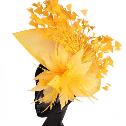 Fascinator de Cabelo com Clipe para Casamento - Pena Laranja Charmosa, Chapéu, Flor, Véu, Acessório de Cabelo de Noiva para Festas SYF678
