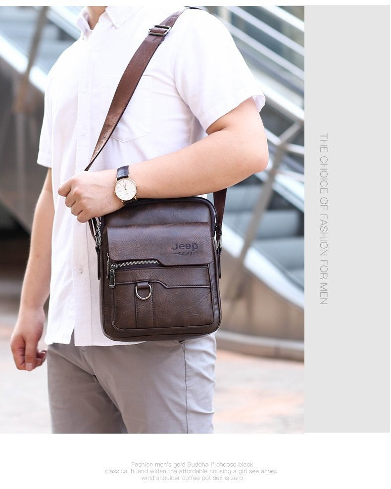 JEEP BULUO Luxury Brand Men Crossbody Messenger Bags Business Casual Handbag Male PU Shoulder Bag Large Capacity