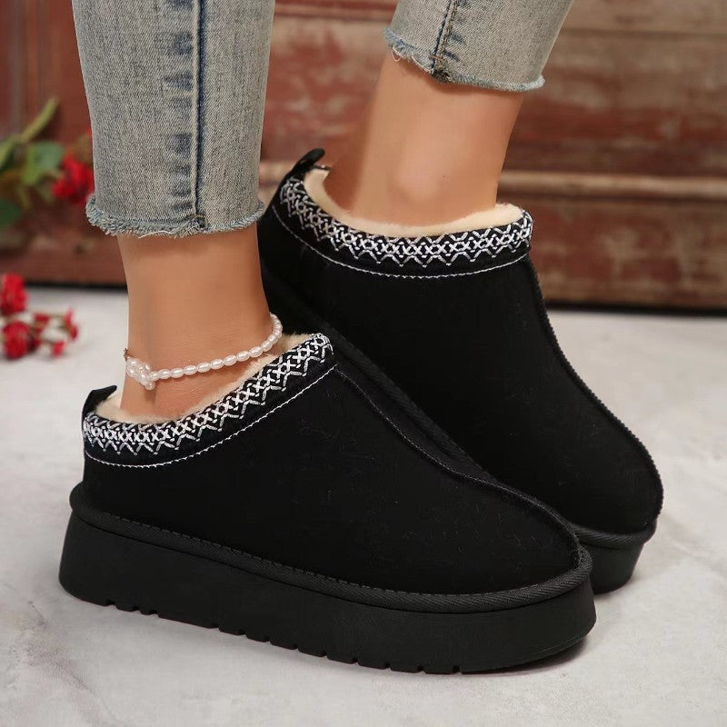 Designer New Women Chelsea Ankle Snow Boots Winter Woman Fur Short Plush Warm Cotton Slippers Female Platform Cotton Boots