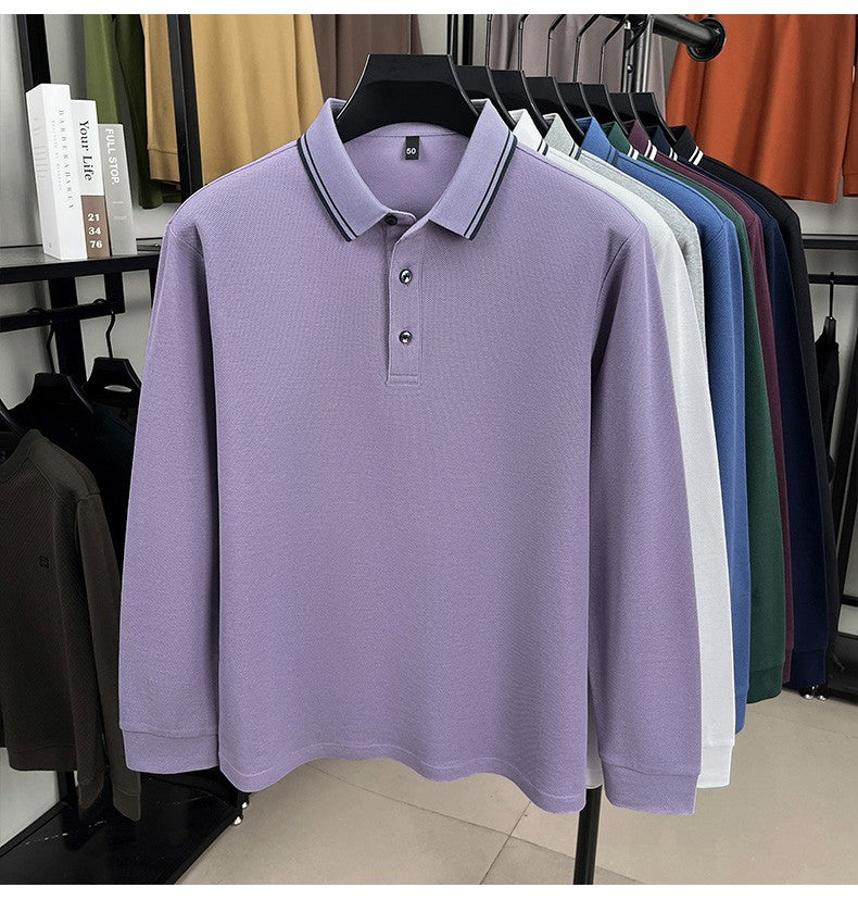 100% pure cotton high-quality brand men's long sleeve polo shirt autumn fashion striped original design golf top casual T-shirt