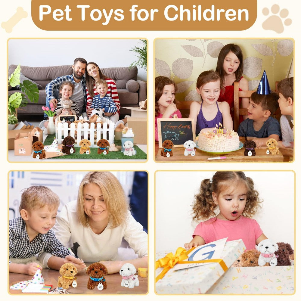 8-24Set Adopt a Puppy Party Favors Teddy Dog Bulk Adjustable Dog Collars with ID Card for Kids Toys Graduation Birthday Gifts