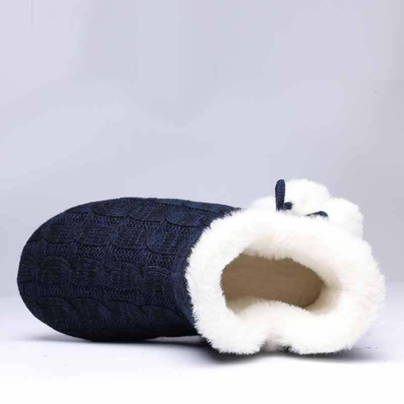 Litfun Winter Warm Plush Boots For Women Outdoor Soft Sole Non-slip Knit Furry Snow Boots Indoor Cozy Fur House Cotton Slippers