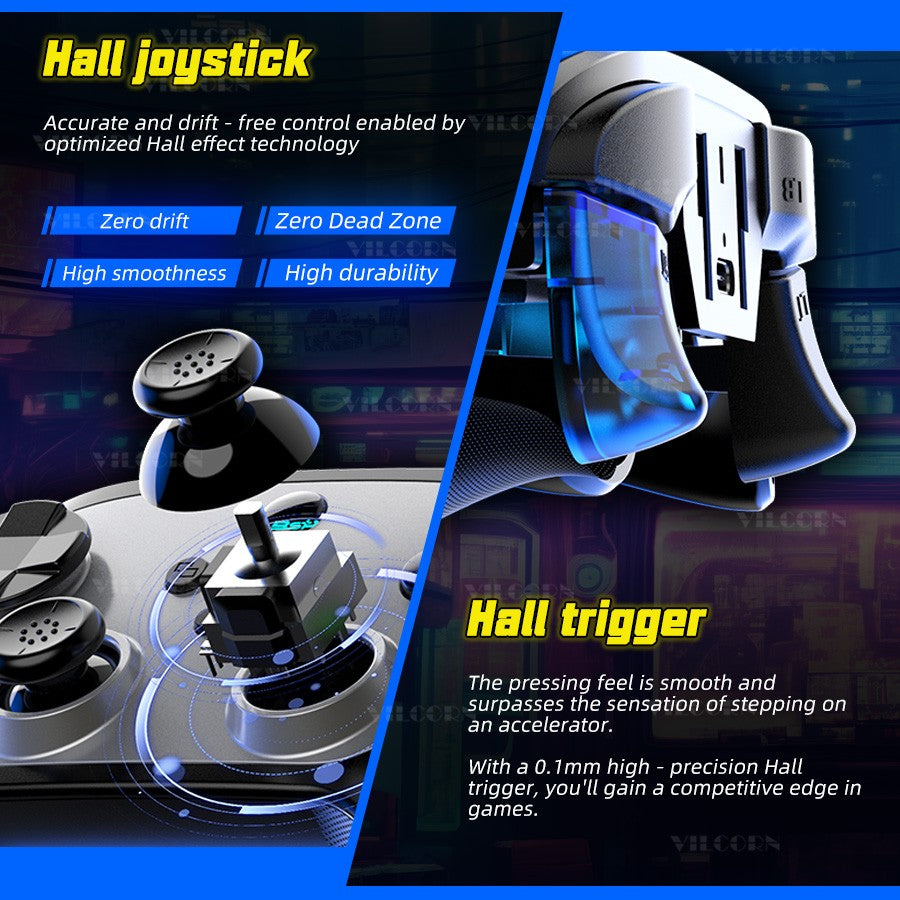 PC Wireless Game Controller Hall Joystick Trigger Mobile Gamepad for Switch/IOS/Android Support Six axis Gyro Turbo Macro M1 M2