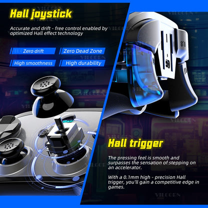 PC Wireless Game Controller Hall Joystick Trigger Mobile Gamepad for Switch/IOS/Android Support Six axis Gyro Turbo Macro M1 M2
