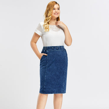 Women Plus Size Knitted Spring And Autumn Denim Fashion Skirt