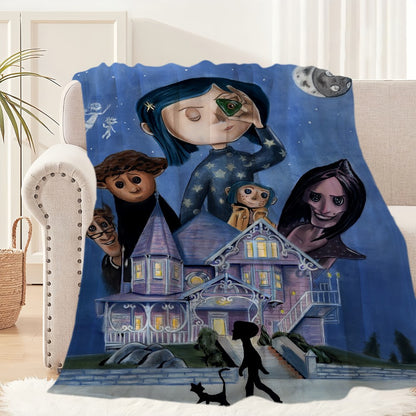Cartoon C-Coraline Movie Blanket Plush Nap Sofa rug for Living Room Warm Office Bedroom Birthday Home Travel Kid Gifts