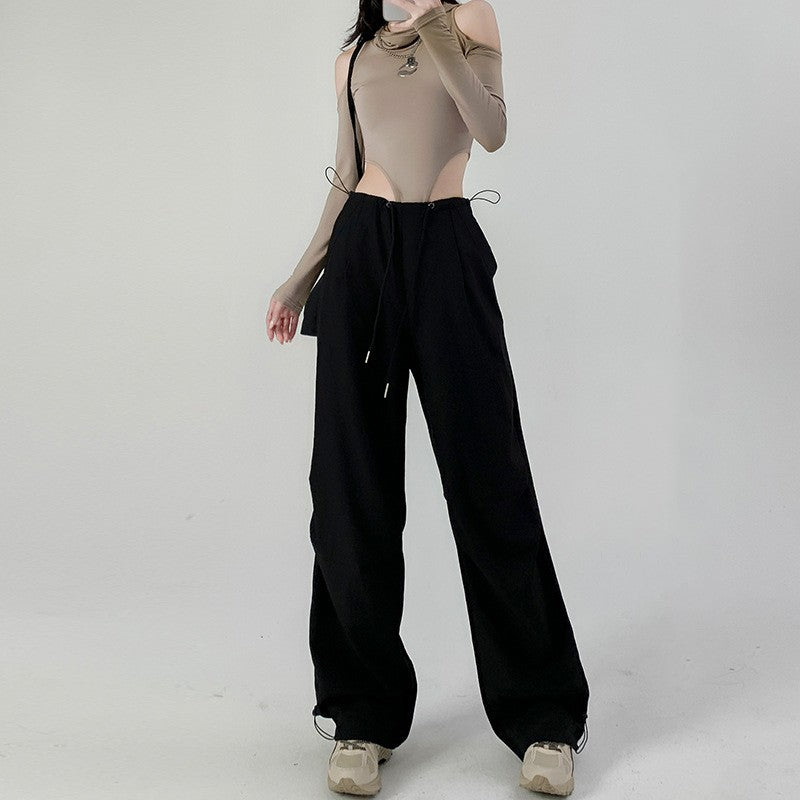 Women's Retro Cargo Pants High Waisted Straight Leg Joggers Casual Sporty Sweatpants for Streetwear