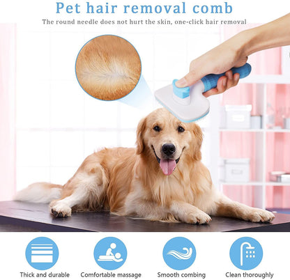 Escova Removedora de Pelos de Cães e Gatos Pente de Higiene e Cuidados para Cães de Pelo Longo Remove Pelos Escova de Banho para Cães Artigos para Cães