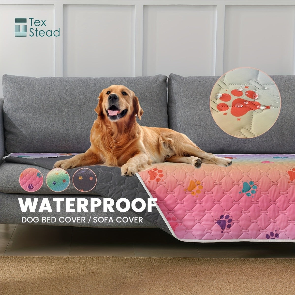 Capa para Cama de Cachorro Antivazamento, Trocador Reversível, Tapete Reutilizável para Acampamento (Crianças/Pets), Manta Lavável com Estampa de Patinhas de Cachorro
