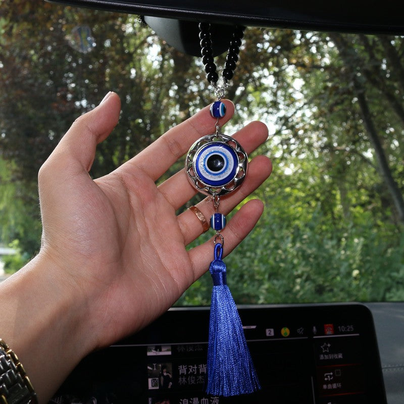 Franjas de Cristal Olhos Azuis Acessórios para Carro Olho de Demônio Pingente de Retrovisor Automotivo Decoração de Carro Presentes de Halloween Talismã Para Homem