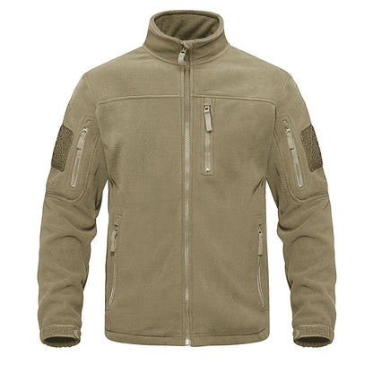 TACVASEN Full Zip Up Green Fleece Jacket Thermal Warm Work Coats Mens Zipper Pockets Jacket Hiking Training Outwear Windbreaker