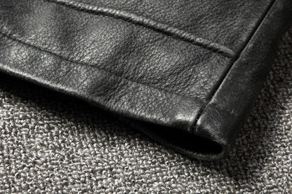 2025 Retro Style 100% Top Layer Cowhide Oversized Leather Jacket Color is made of Old Motorcycle Riding Clothes.