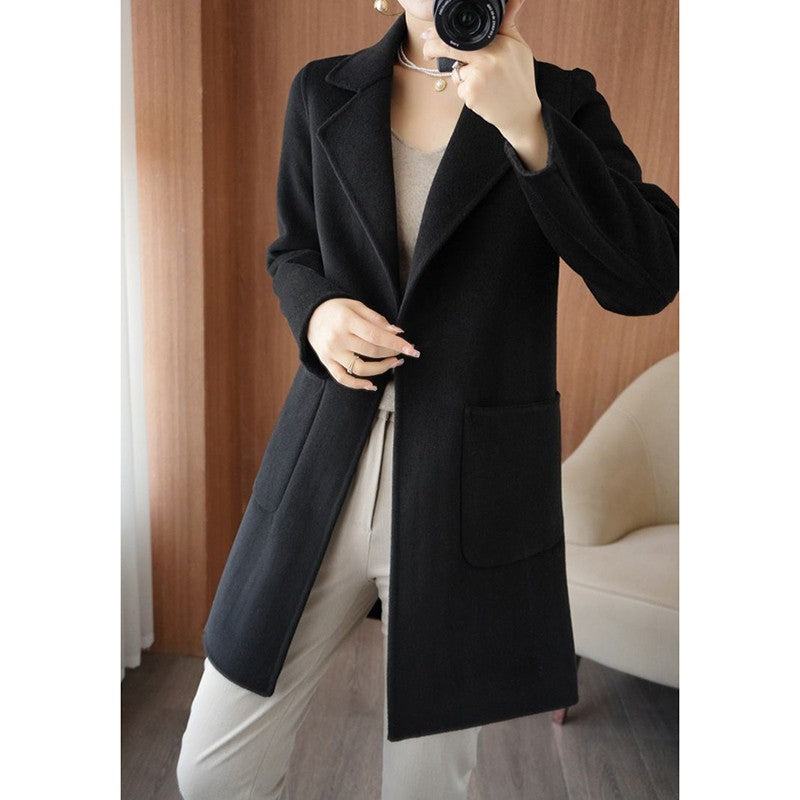 Autumn Winter Girls Fashion Mid-Long Jackets Female Casual Woolen Blends Coats Clothes Lady Korean Fashion Designer Coat