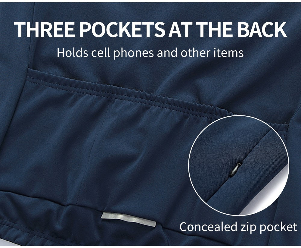 WOSAWE Winter Cycling Jacket Mens Fleece Warm Long Sleeve Bike Jacket Thermal Fabric MTB Bicycle Jersey Long Jersey