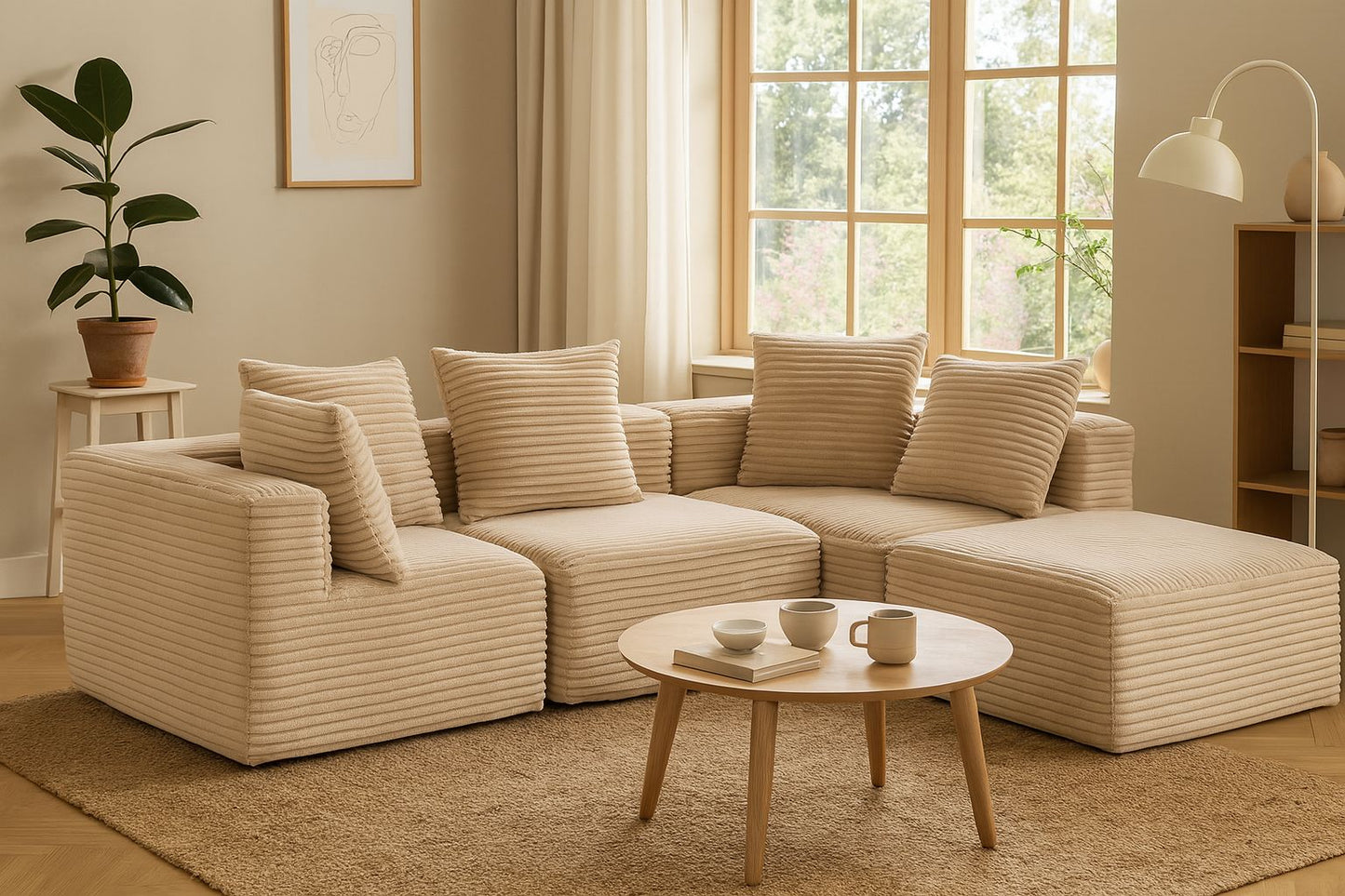 Sectional boneless Couch with L-Shape Chaise,Modern Modular sleeper Sofa with Deep Seat, Upholstered Couches for Room