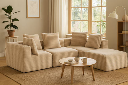 Sectional boneless Couch with L-Shape Chaise,Modern Modular sleeper Sofa with Deep Seat, Upholstered Couches for Room