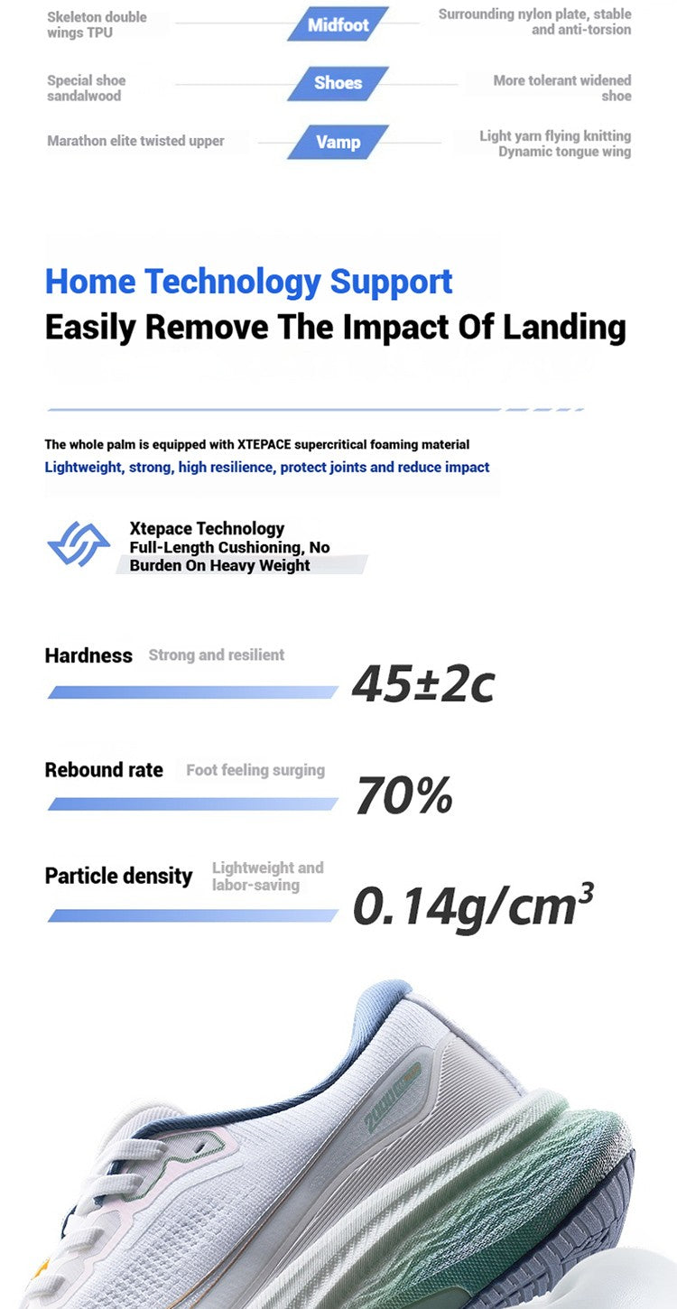 Xtep 2000km Plus Running Shoes 2025 New Spring Lightweight Anti-slip Wear-Resistant Men's Training Jogging Sneakers 875319110001