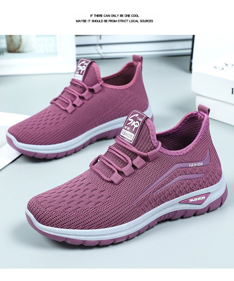 Autumn Women Casual Shoes Breathable Walking Mesh Lace Up Flat Shoes Sneakers Women Tenis Feminino Pink Zapatillas De Mujer