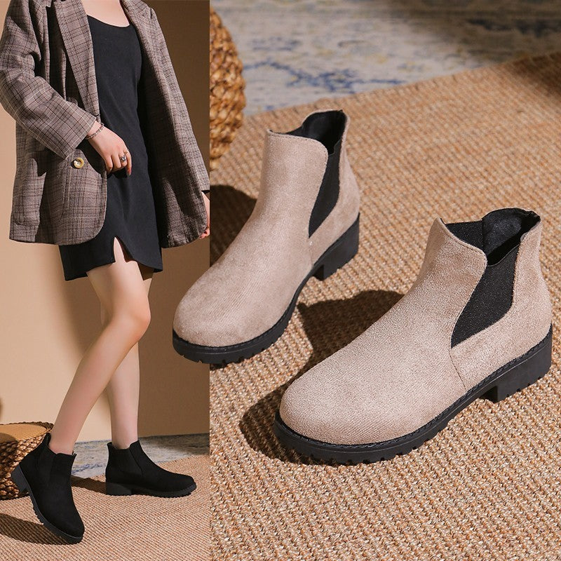 Women Boots Chunky Heel Platform British Style Thick Sole Increase Height Casual Chelsea Boots For Autumn And Winter Casual Wear